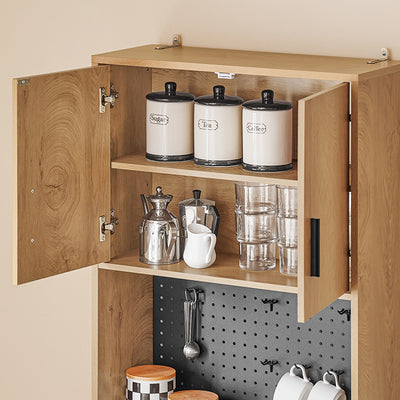 SoBuy Mikrowellenschrank 170cm mit Pegboard - Küchenschrank Vintage 60x170x40cm FSB98-N