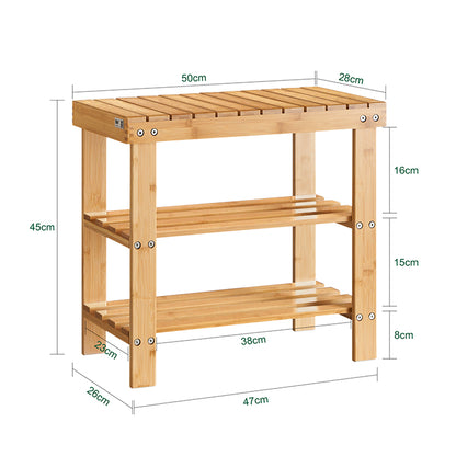 SoBuy | Schuhregal | Sitzbank schmal | Breit 50cm Bambus | FSR02-K-N
