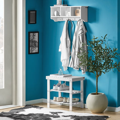 SoBuy | Schuhregal | Sitzbank schmal | Breit 50cm Weiß | FSR02-K-W