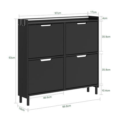 SoBuy | Schuhschrank Schmal Hängend mit Sensorlicht und 19 cm Tiefe | Schwarz | FSR100-E-SCH