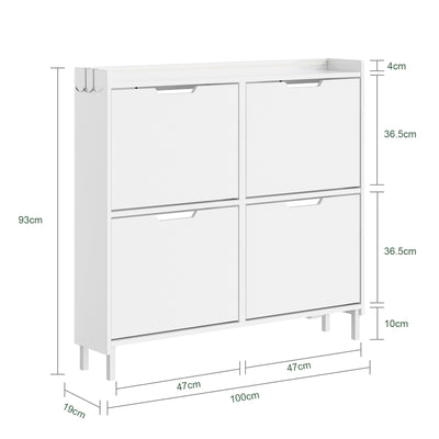 SoBuy | SoBuy Schuhschrank Schmal Hängend mit Sensorlicht und 19 cm Tiefe | Weiß | FSR100-E-W