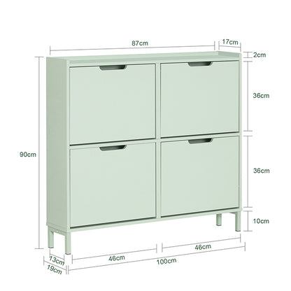SoBuy | Schuhkipper | Schuhschrank | mit 4 Klappen | Grün | FSR100-GR