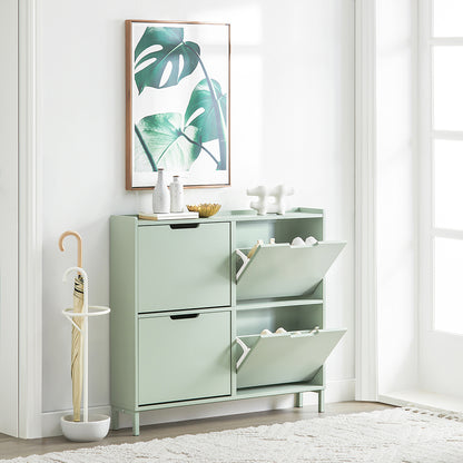 SoBuy | Schuhkipper | Schuhschrank | mit 4 Klappen | Grün | FSR100-GR