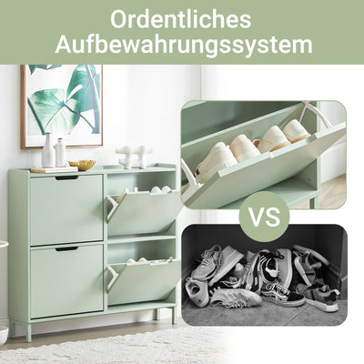 SoBuy | Schuhkipper | Schuhschrank | mit 4 Klappen | Grün | FSR100-GR