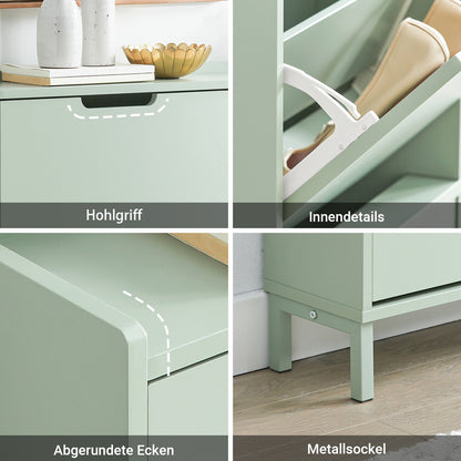 SoBuy | Schuhkipper | Schuhschrank | mit 4 Klappen | Grün | FSR100-GR