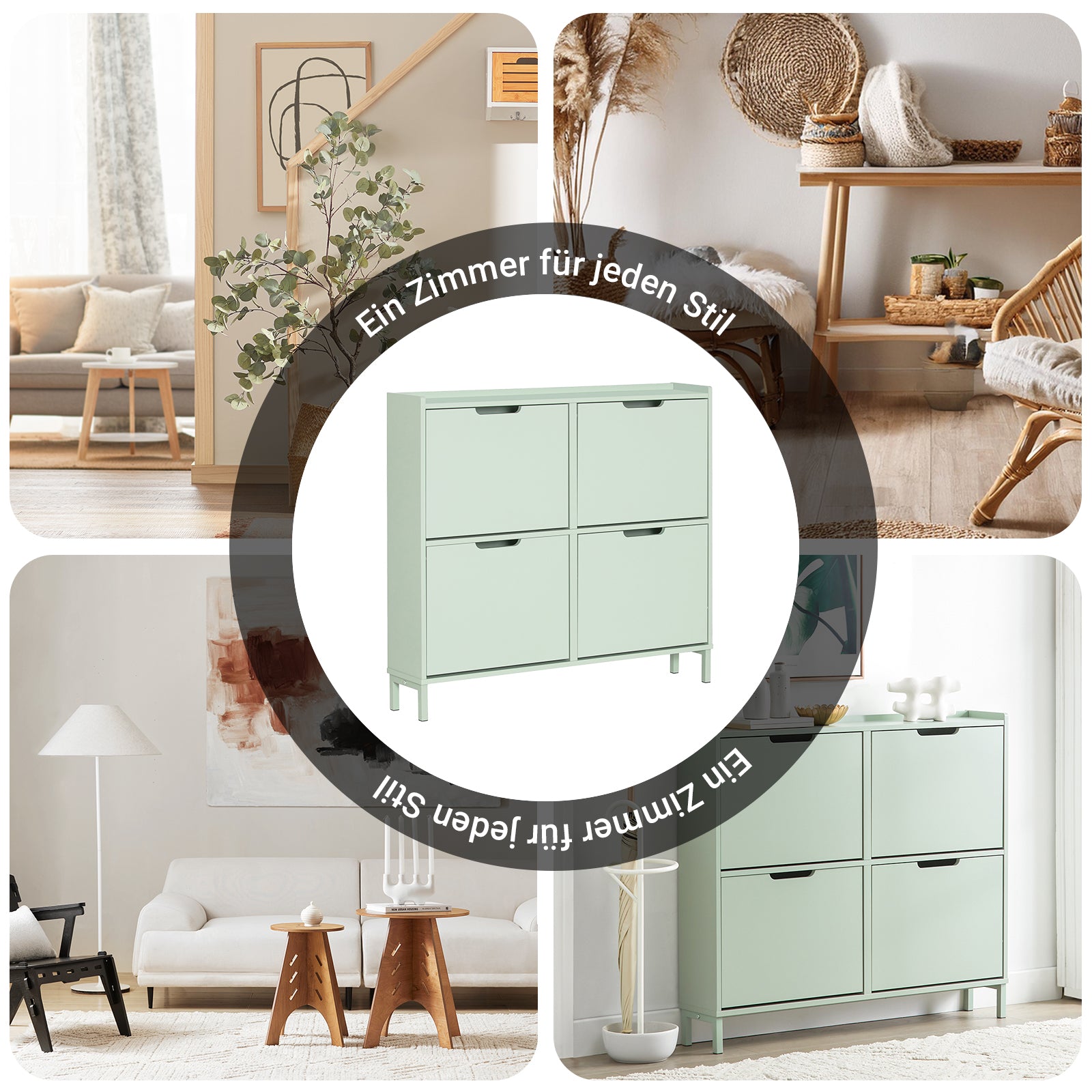 SoBuy | Schuhkipper | Schuhschrank | mit 4 Klappen | Grün | FSR100-GR