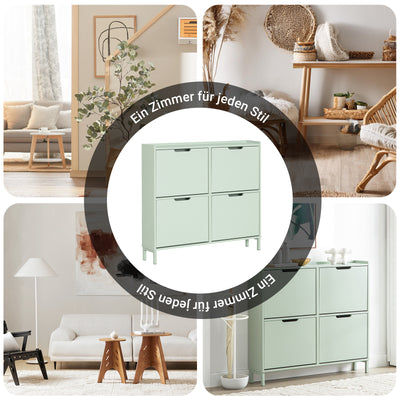 SoBuy | Schuhkipper | Schuhschrank | mit 4 Klappen | Grün | FSR100-GR