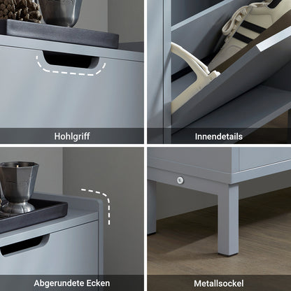 SoBuy | Schuhkipper | Schuhschrank mit 4 Klappen | Schuhkommode | Hellgrau | FSR100-HG