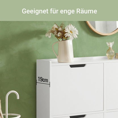 SoBuy | Schuhkipper | Schuhschrank mit 4 Klappen | Schuhkommode Weiß | FSR100-W