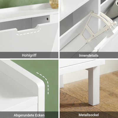 SoBuy | Schuhkipper | Schuhschrank mit 4 Klappen | Schuhkommode Weiß | FSR100-W