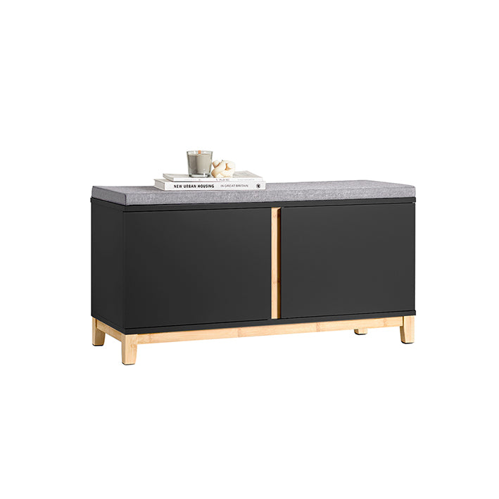 SoBuy | Schuhbank mit Sitzfläche | Garderobenbank | Sitzbank | Dielenbank | Schwarz | FSR117-SCH