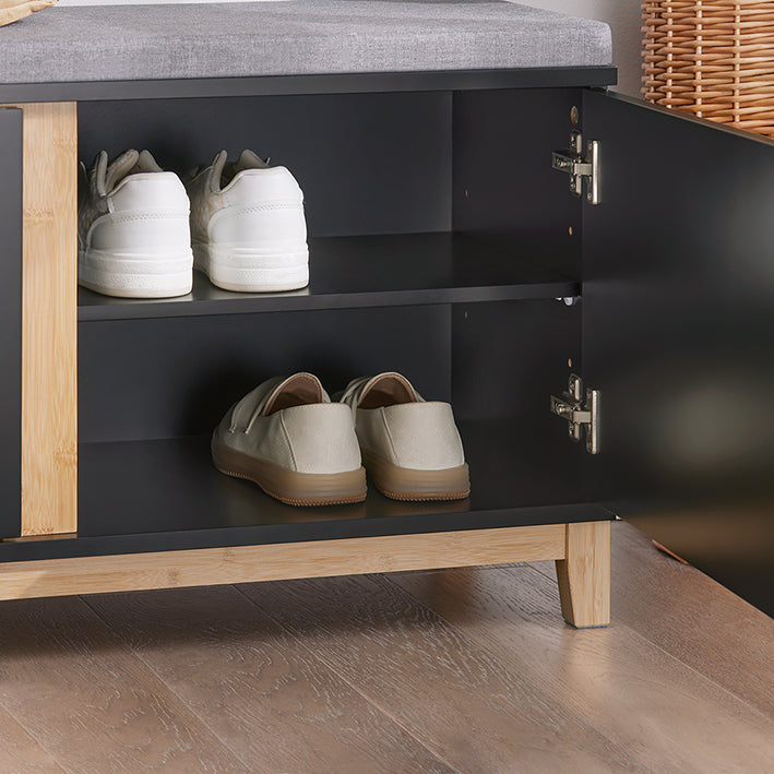 SoBuy | Schuhbank mit Sitzfläche | Garderobenbank | Sitzbank | Dielenbank | Schwarz | FSR117-SCH