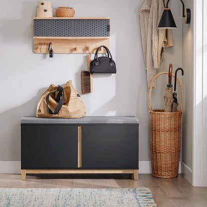 SoBuy | Schuhbank mit Sitzfläche | Garderobenbank | Sitzbank | Dielenbank | Schwarz | FSR117-SCH