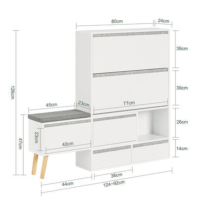 SoBuy | Schuhkipper | Schuhschrank | Schuhkommode Weiß | FSR134-W