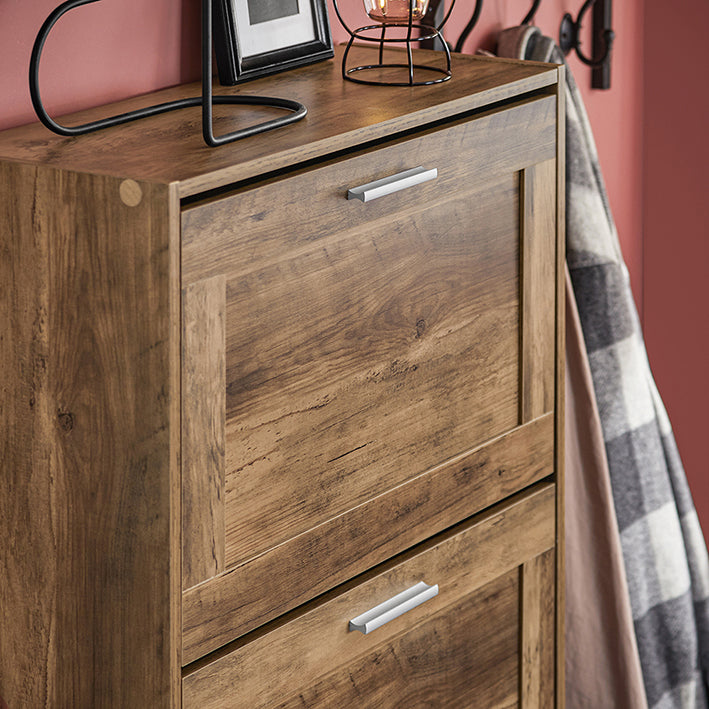 SoBuy | Schuhkipper | Schuhschrank mit 3 Klappen | Schuhkommode | Vintage | FSR137-L-F