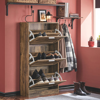 SoBuy | Schuhkipper | Schuhschrank mit 3 Klappen | Schuhkommode | Vintage | FSR137-L-F