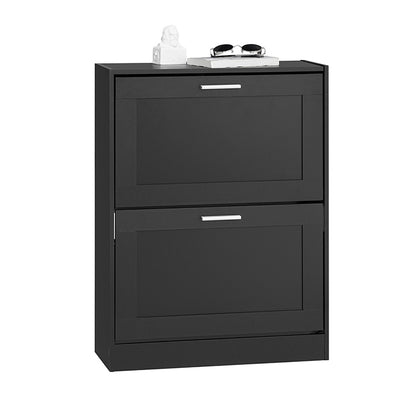 SoBuy | Schuhkipper | Schuhschrank mit 2 Klappen | Schuhkommode | Schwarz | FSR137-SCH