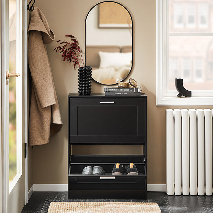 SoBuy | Schuhkipper | Schuhschrank mit 2 Klappen | Schuhkommode | Schwarz | FSR137-SCH