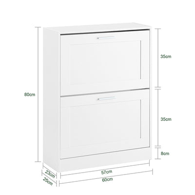 SoBuy | Schuhkipper | Schuhschrank | mit 2 Klappen schmal | Weiß | 60x80x25cm | FSR137-W