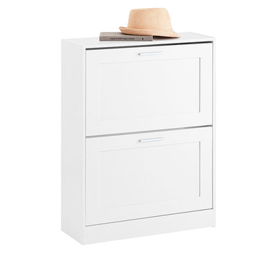 SoBuy | Schuhkipper | Schuhschrank | mit 2 Klappen schmal | Weiß | 60x80x25cm | FSR137-W