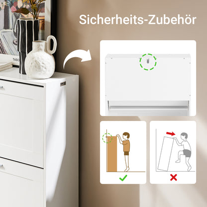 SoBuy | Schuhkipper | Schuhschrank | mit 2 Klappen schmal | Weiß | 60x80x25cm | FSR137-W