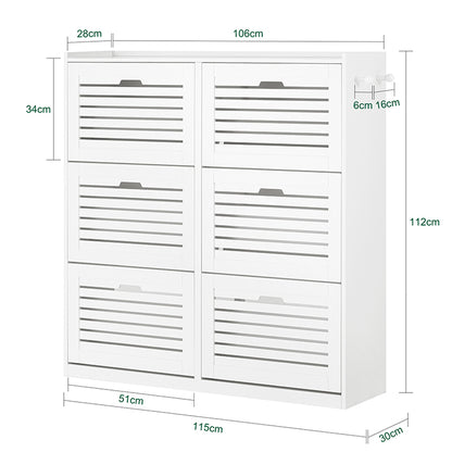 SoBuy | Schuhkipper | Schuhschrank mit 6 Klappen | Schuhkommode | Weiß | FSR145-W