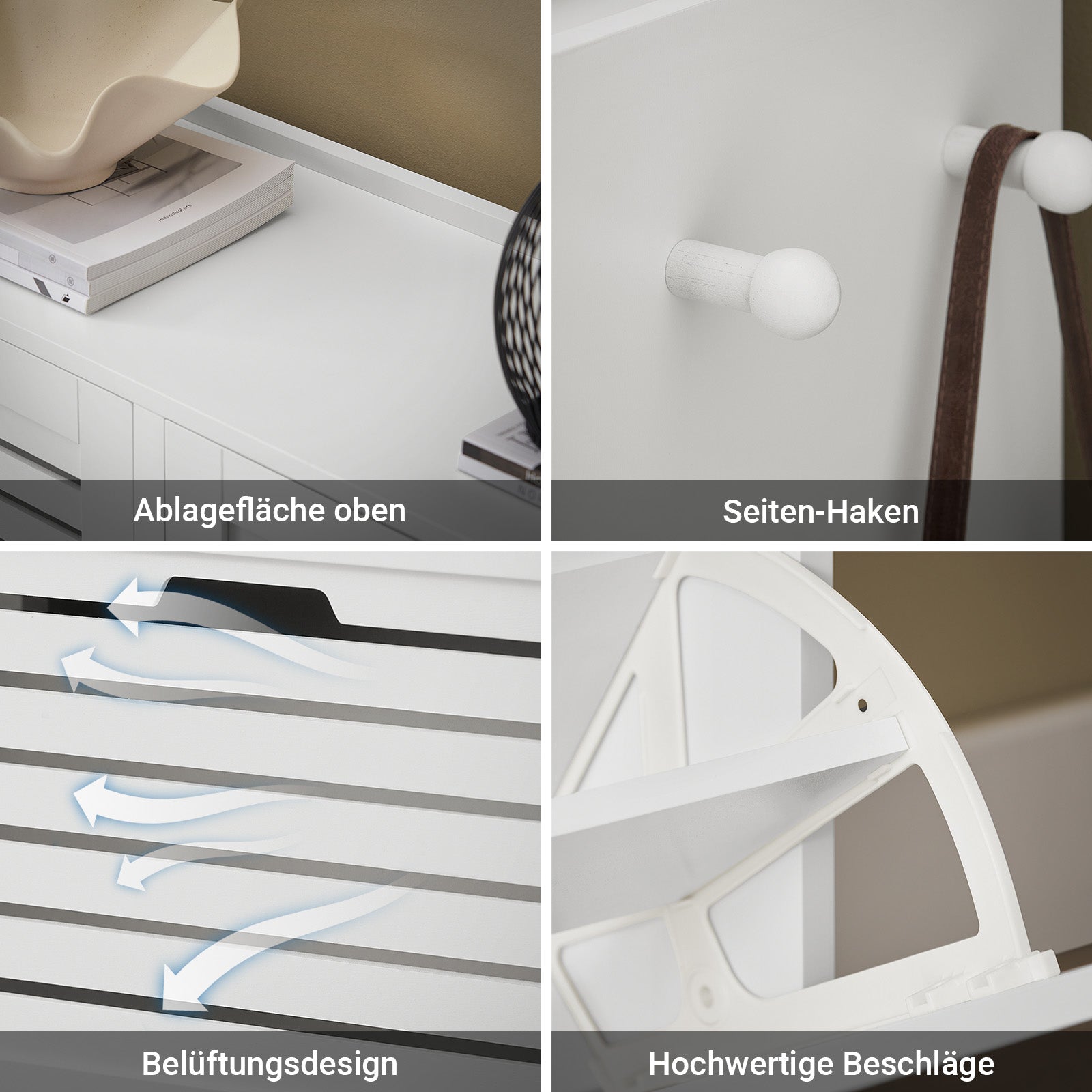 SoBuy | Schuhkipper | Schuhschrank mit 6 Klappen | Schuhkommode | Weiß | FSR145-W