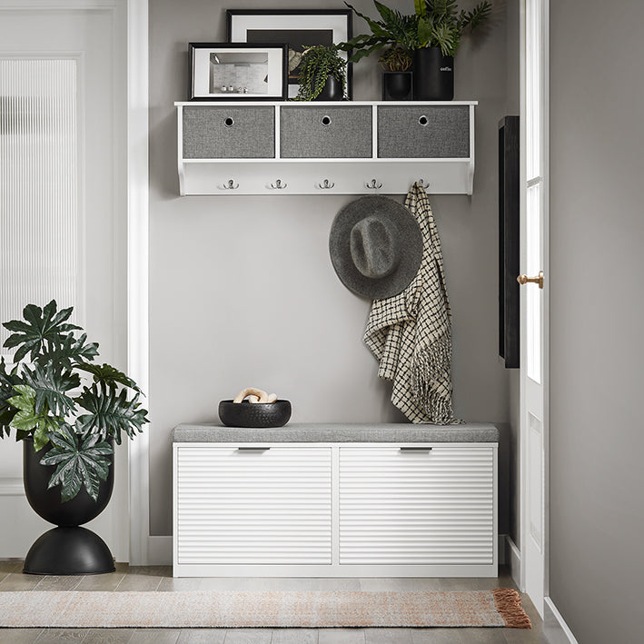 SoBuy | Sitzbank | Schuhkipper mit Sitzfläche | Sitzkommode | Schuhtruhe | Weiß | FSR147-W