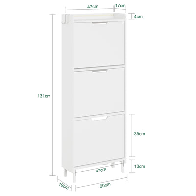 SoBuy Schuhschrank Schmal Hängend mit Sensorlicht und 19 cm Tiefe Weiß FSR151-H-E-W