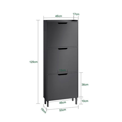 SoBuy | Schuhkipper mit 3 Klappen | Schuhschrank | Schuhkommode | Schwarz | FSR151-H-SCH