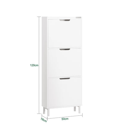 SoBuy | Schuhkipper mit 3 Klappen | Schuhschrank | Schuhkommode | Weiß | FSR151-H-W