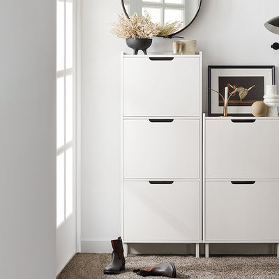 SoBuy | Schuhkipper mit 3 Klappen | Schuhschrank | Schuhkommode | Weiß | FSR151-H-W