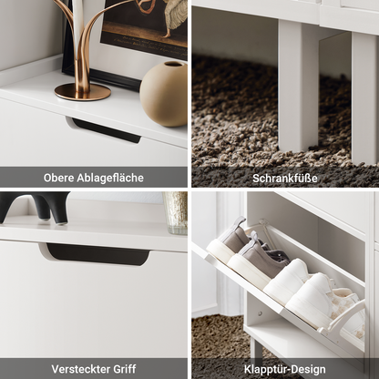 SoBuy | Schuhkipper mit 3 Klappen | Schuhschrank | Schuhkommode | Weiß | FSR151-H-W