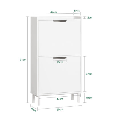 SoBuy | Schuhkipper mit 2 Klappen | Schuhschrank | Schuhkommode | Weiß | FSR151-W