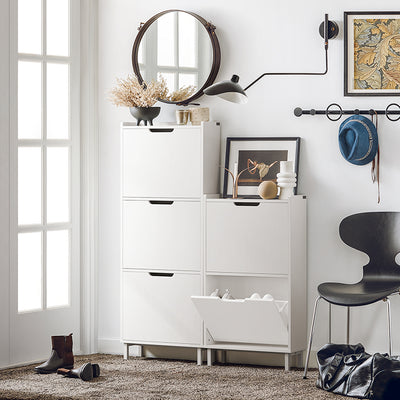 SoBuy | Schuhkipper mit 2 Klappen | Schuhschrank | Schuhkommode | Weiß | FSR151-W