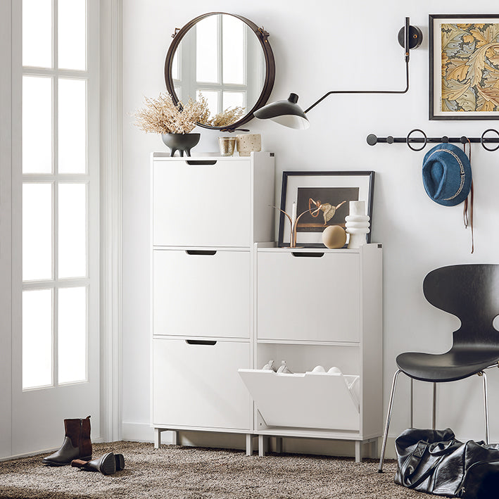 SoBuy | Schuhkipper mit 2 Klappen | Schuhschrank | Schuhkommode | Weiß | FSR151-W