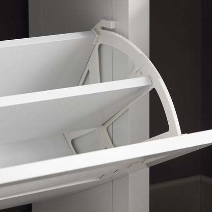 SoBuy | Schuhkipper | Schuhschrank mit 2 Klappen | Schuhkommode | Weiß | FSR152-W