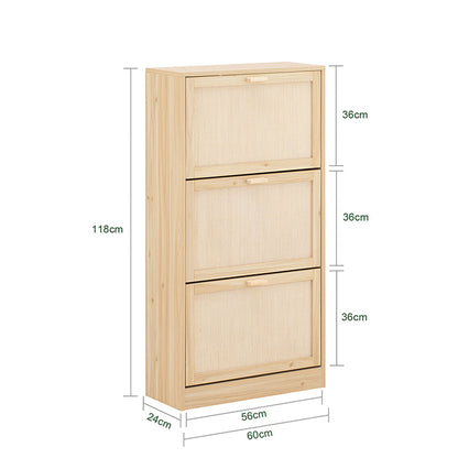 SoBuy | Schuhkipper mit 3 Klappen | Schuhschrank | Schuhkommode | Natur | FSR159-N