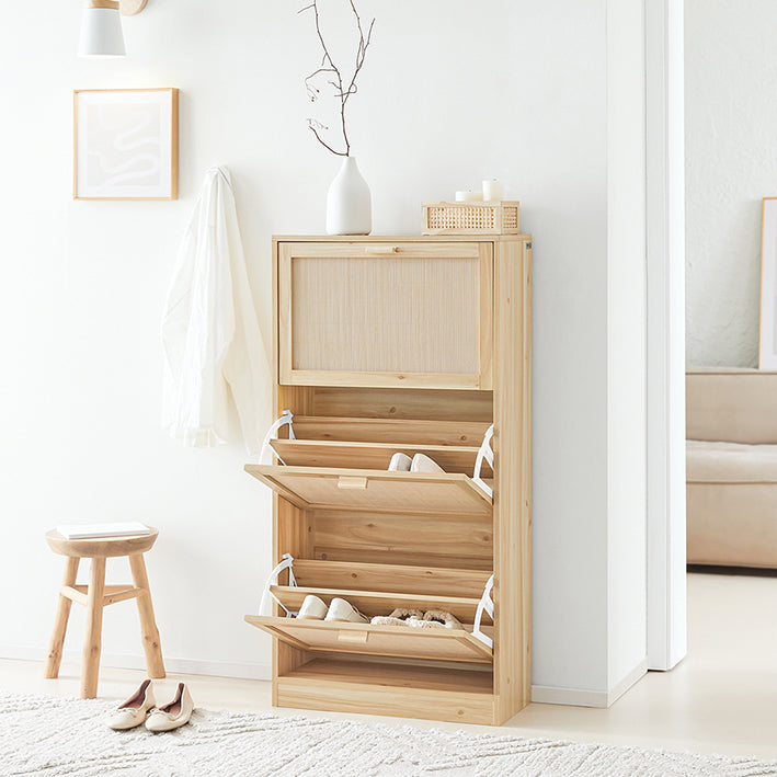 SoBuy | Schuhkipper mit 3 Klappen | Schuhschrank | Schuhkommode | Natur | FSR159-N
