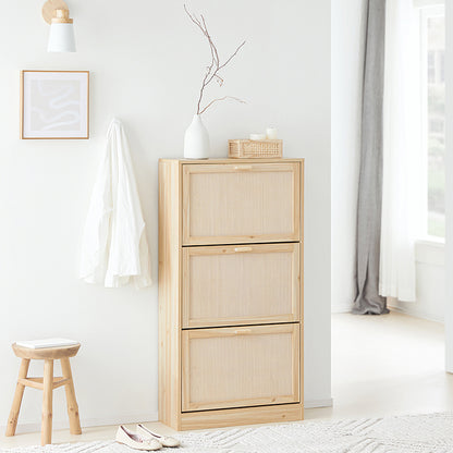 SoBuy | Schuhkipper mit 3 Klappen | Schuhschrank | Schuhkommode | Natur | FSR159-N