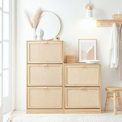 SoBuy | Schuhkipper mit 3 Klappen | Schuhschrank | Schuhkommode | Natur | FSR159-N