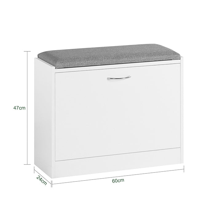 SoBuy | Schuhkipper | Schuhbank mit Schuhregal | Weiß | FSR16-K-W