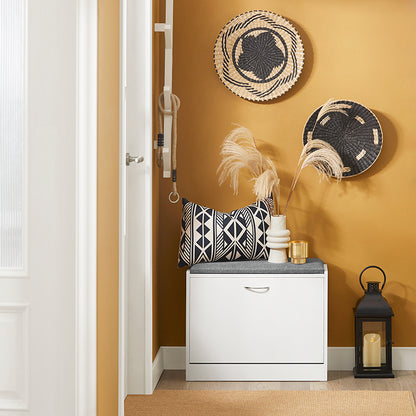 SoBuy | Schuhkipper | Schuhbank mit Schuhregal | Weiß | FSR16-K-W