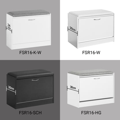 SoBuy | Schuhkipper | Schuhbank mit Schuhregal | Weiß | FSR16-K-W
