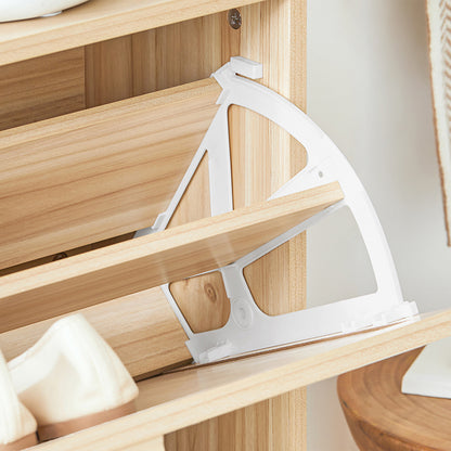 SoBuy | Schuhkipper-Set | Schuhbank mit Sitz & Schuhschrank mit 2 Klappen | Natur | FSR163-N+FSR160-N