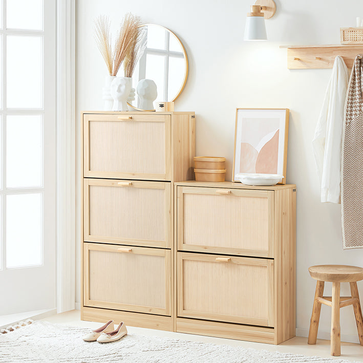 SoBuy | Schuhkipper mit 2 Klappen | Schuhschrank | Schuhkommode | Natur | FSR160-N