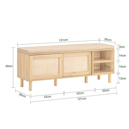 SoBuy | Schuhkipper-Set | Schuhbank mit Sitz & Schuhschrank mit 2 Klappen | Natur | FSR163-N+FSR160-N
