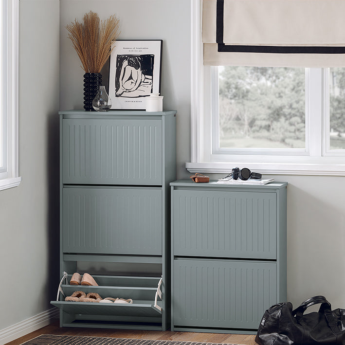 SoBuy | Schuhkipper mit 3 Klappen | Schuhschrank | Schuhregal | Hellgrau | FSR165-H-HG