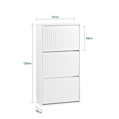 SoBuy | Schuhkipper mit 3 Klappen | Schuhschrank | Schuhregal | Weiß | FSR165-H-W
