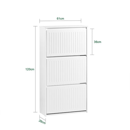 SoBuy | Schuhkipper mit 3 Klappen | Schuhschrank | Schuhregal | Weiß | FSR165-H-W